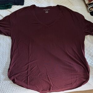 AE Soft & Sexy Oversized Maroon V-Neck